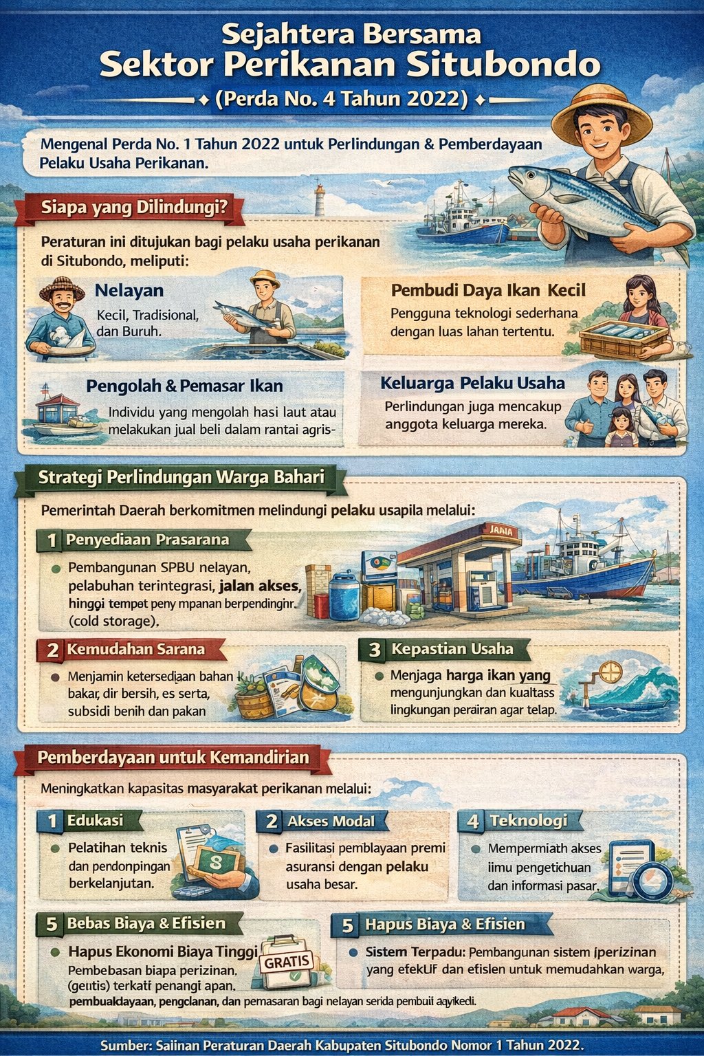 Perlindungan dan Pemberdayaan Nelayan, Pembudi Daya, Pengolah, dan Pemasar Ikan berdasarkan Perda Kabupaten Situbondo Nomor 1 Tahun 2022